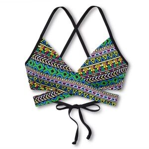 CLEARWATER SZ XS PRINT WRAP BIKINI TOP
